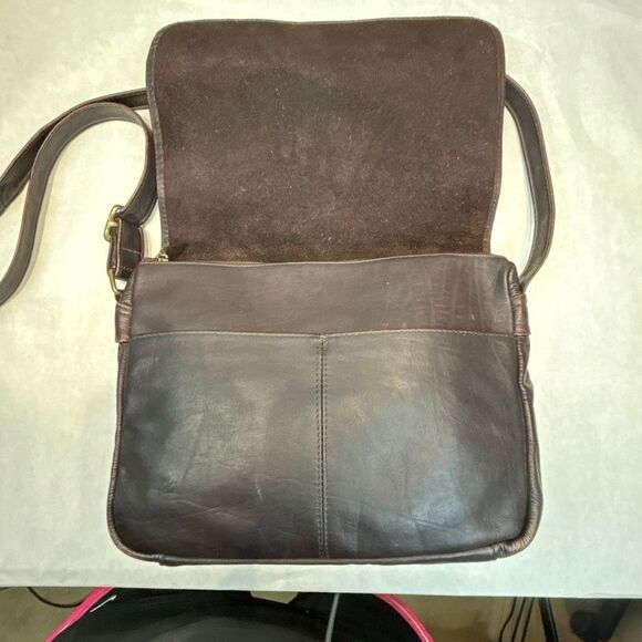 GH Bass Leather Purse Messenger Bag Brown Adjustable Shoulder Strap - Picture 2 of 14